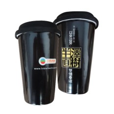 Double wall ceramic mug with silicon lid - TVB